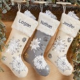 Snowflake Sparkle Embroidered Christmas Stockings - 28059