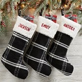 Black & Ivory Plaid Personalized Christmas Stockings - 28060