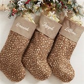 Embroidered Sika Deer Faux Fur Christmas Stockings - 28063