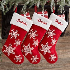 Red  White Snowflake Personalized Christmas Stockings - 28065