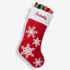 Red  White Snowflake Personalized Christmas Stockings - 28065