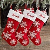 Red  White Snowflake Personalized Christmas Stockings - 28065