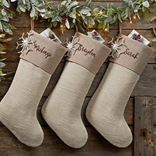 Winter Sparkle Personalized Christmas Stockings with Snowflake Tag - 28071