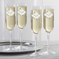 Neutral Colorful Floral Personalized Champagne Flutes - 28083