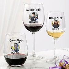 Graduation Photo Personalized Wine Glasses - 28097
