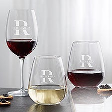 Luigi Bormioli Lavish Last Name Engraved Wine Glasses - 28100