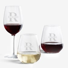 Luigi Bormioli Lavish Last Name Engraved Wine Glasses - 28100