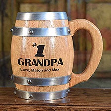 #1 Grandpa Personalized 16 oz. Oak Barrel Mug - 28165D