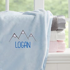 Mountains Embroidered Satin Trim Baby Blankets - 28187