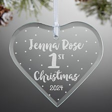 Babys First Christmas Engraved Glass Heart Ornaments - 28237