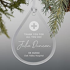 First Responder Teardrop Engraved Glass Ornament - 28239