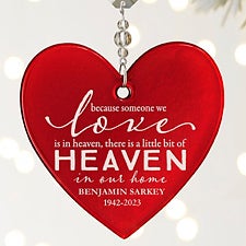Heaven In Our Home Personalized Metallic Red Glass Heart Ornament - 28248