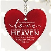 Heaven In Our Home Personalized Metallic Red Glass Heart Ornament - 28248