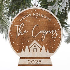 Family Snow Globe Personalized Wood Ornaments - 28317
