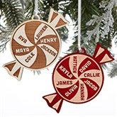Peppermint Family Personalized Wood Ornaments - 28318