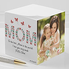 Floral Mom philoSophies® Personalized Photo Note Cube - 28320