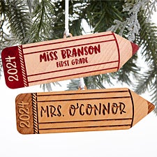 Wood Pencil Personalized Teacher Ornaments - 28329