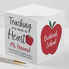 Teaching is a Work of Heart Personalized Paper Note Cube - 28337