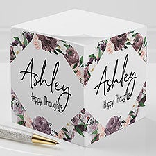 Colorful Floral Personalized Paper Note Cube - 28340