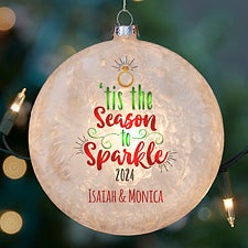 Season To Sparkle Lightable Frosted Glass Engagement Ornament - 28346