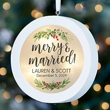 Merry  Married Personalized LED Light Ornament - 28350
