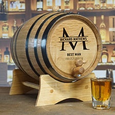 Groomsman Monogram Personalized 2 Liter Whiskey Barrel - 28370D