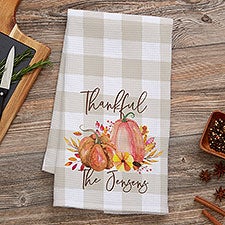 Autumn Watercolor Personalized Waffle Weave Kitchen Towel - 28385