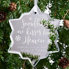 Snowflake Kisses From Heaven Personalized Mirror Memorial Ornament - 28403