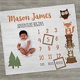 Woodland Adventure Personalized Baby Milestone Fleece Blanket - 28432