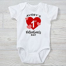Personalized Custom embroidery Baby Girls 1st Valentine's Day shirt My first Valentines bodysuit Baby Valentines outfit