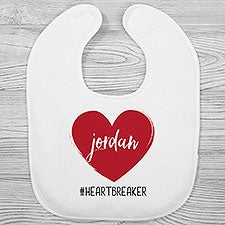 Scripty Heart Personalized Valentines Day Baby Bibs - 28479
