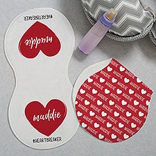 Scripty Heart Personalized Valentines Day Burp Cloths - 28480
