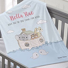 Precious Moments Noahs Ark Personalized Baby Girl Blankets - 28485