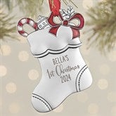Baby's 1st Christmas Personalized Silver Stocking Ornament - 28552