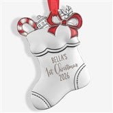Babys 1st Christmas Personalized Silver Stocking Ornament - 28552