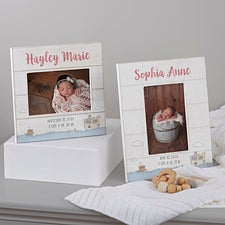 Precious Moments Noahs Ark Personalized Baby Girl Shiplap Frame - 28556