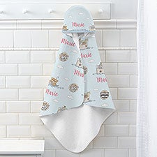 Precious Moments Noahs Ark Personalized Baby Girl Hooded Beach & Pool Towel - 28573