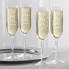 Luigi Bormioli Best Day Ever Personalized Wedding Champagne Flutes - 28699