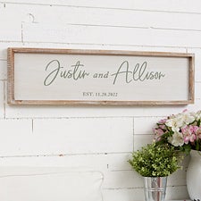 Classic Elegance Personalized Wedding Long Barnwood Frame Wall Art - 28725