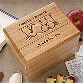 Engraved Wooden Recipe Box - From the Kitchen of Design - 2873