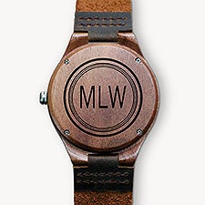Circle Monogram Engraved Walnut Wood Watch - 28736D