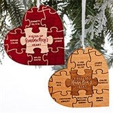 Pieces Of Her Heart Personalized Wood Heart Ornaments - 28833