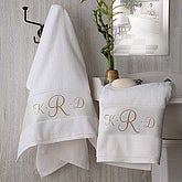 White Cotton Monogrammed Bath Towels - 2896