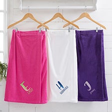 Ombre Initial Custom Embroidered Womens Towel Wraps - 28989