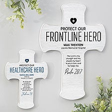 Protect Our Frontline Hero Personalized Wall Cross - 29038