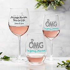 OMG Im Getting Married Personalized Wine Glasses by philoSophies - 29047