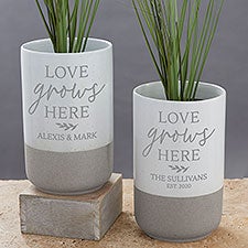 Love Grows Here Personalized Cement Vase - 29063