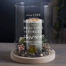 Botanical Memorial Personalized Wood Hurricane Candle Holder - 29078