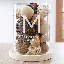 Family Initial Personalized Wood Hurricane Candle Holder - 29081