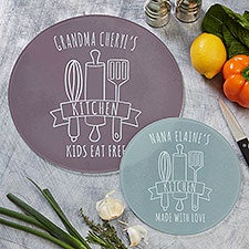 Grandmas Kitchen Personalized Round Glass Cutting Boards - 29255